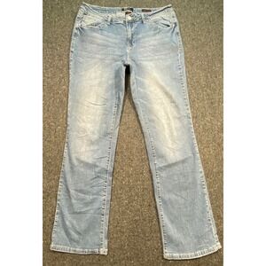 Earl Jean Slim Bootcut Jeans 14 Womens Blue Light Wash Embellished Back Pocket